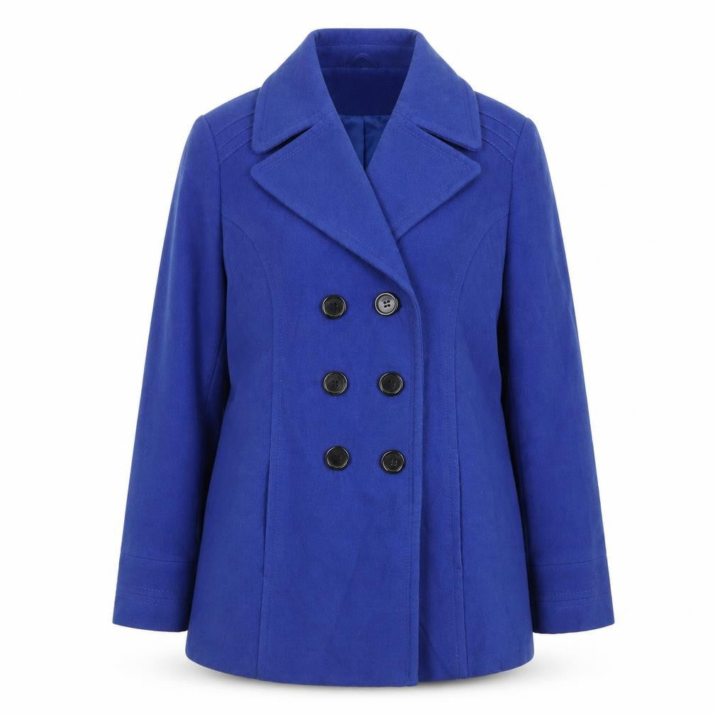 BHS Womens Blue Pea Coat Coat Size 14 Button - Double Breasted