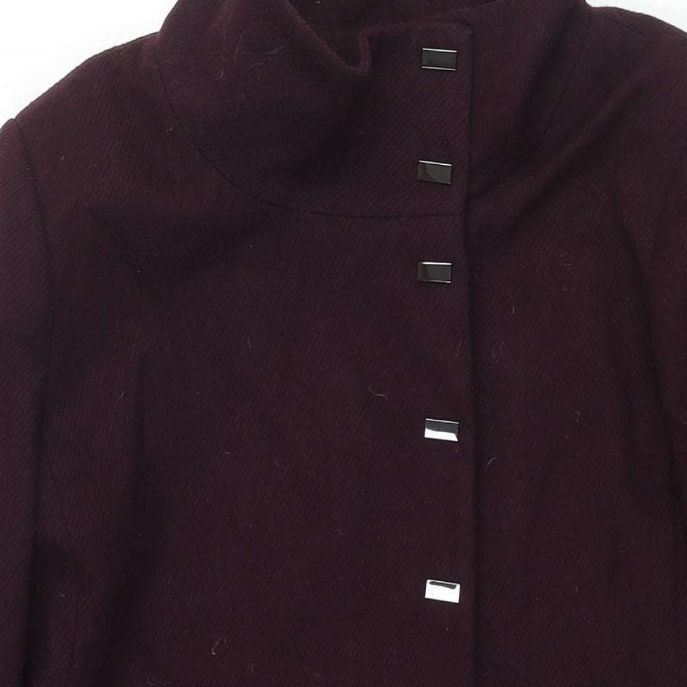 Debenhams Womens Purple Overcoat Coat Size 14 Button