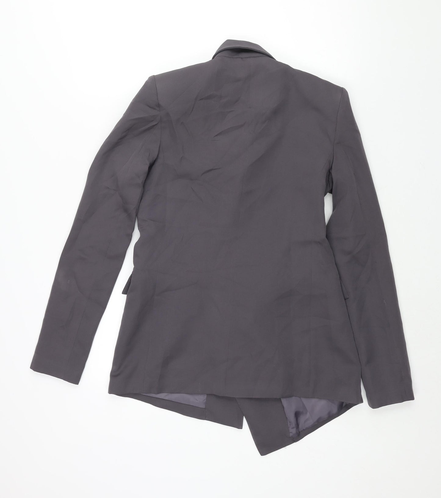 PRETTYLITTLETHING Womens Grey Jacket Blazer Size 4 Button - Asymmetric