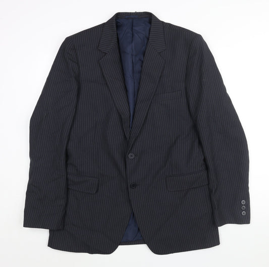 Phillip Daniel Mens Blue Striped Polyester Jacket Suit Jacket Size 42 Regular