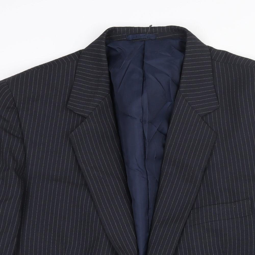 Phillip Daniel Mens Blue Striped Polyester Jacket Suit Jacket Size 42 Regular
