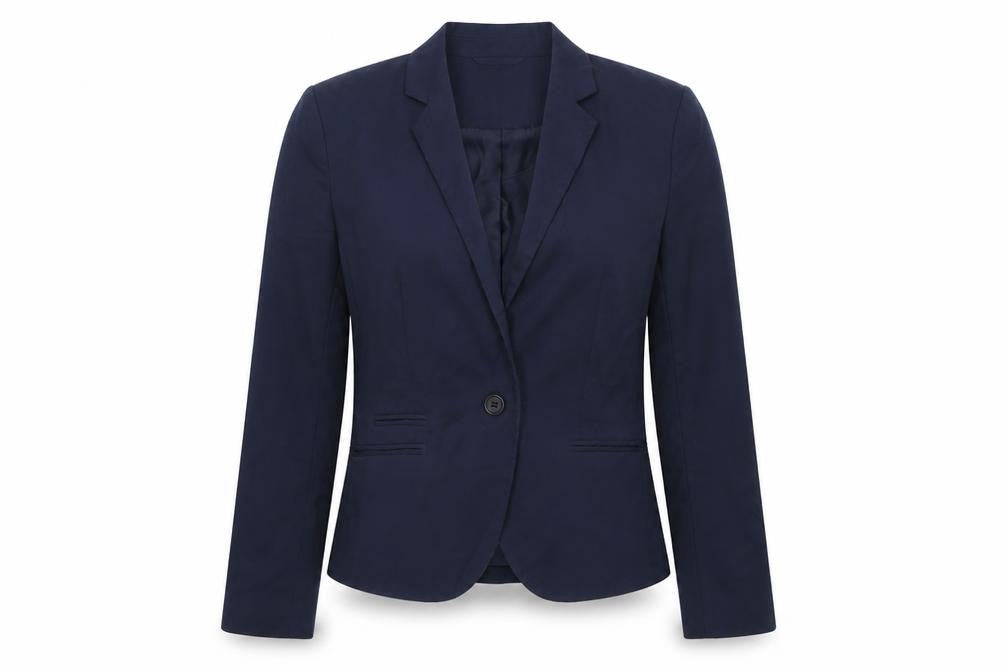 H&M Womens Blue Polyester Jacket Suit Jacket Size 10