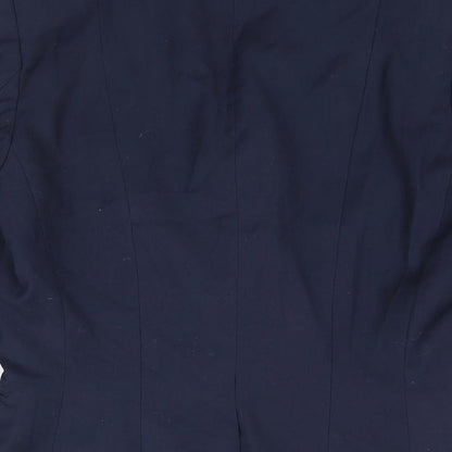 H&M Womens Blue Polyester Jacket Suit Jacket Size 10