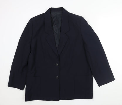 Essentials Womens Blue Polyester Jacket Suit Jacket Size 18