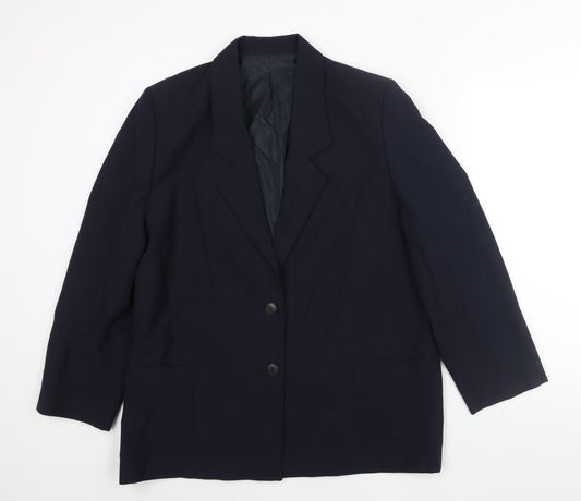 Essentials Womens Blue Polyester Jacket Suit Jacket Size 18