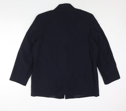 Essentials Womens Blue Polyester Jacket Suit Jacket Size 18