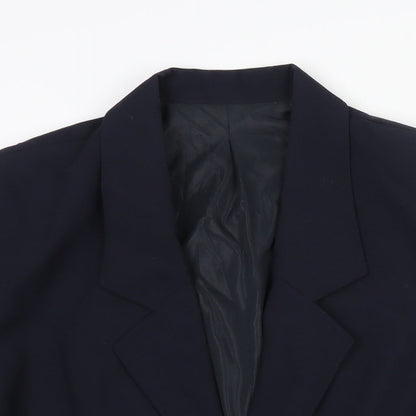Essentials Womens Blue Polyester Jacket Suit Jacket Size 18