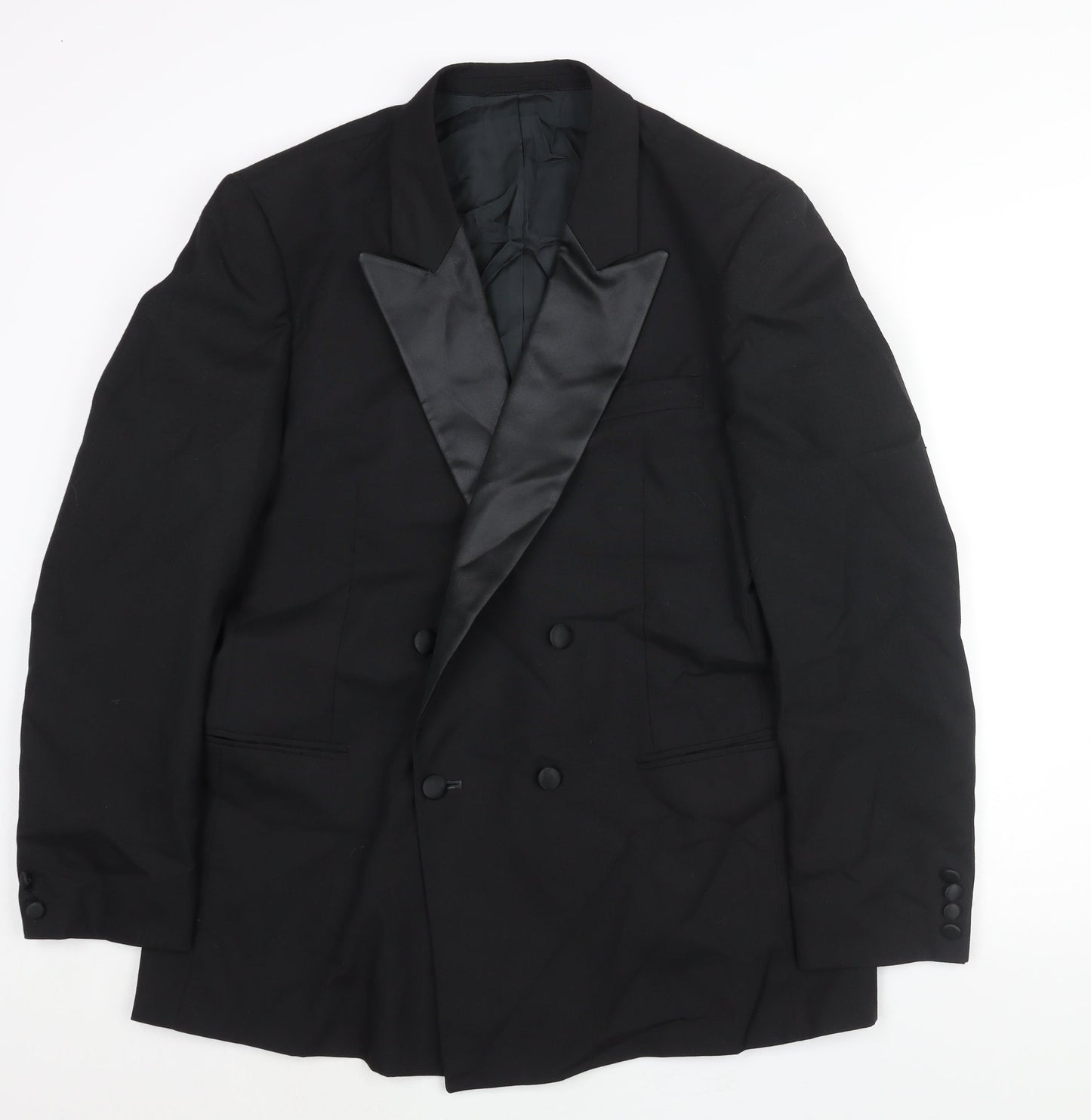 Hector James Mens Black Polyester Tuxedo Suit Jacket Size 42 Regular - Satin Lapel