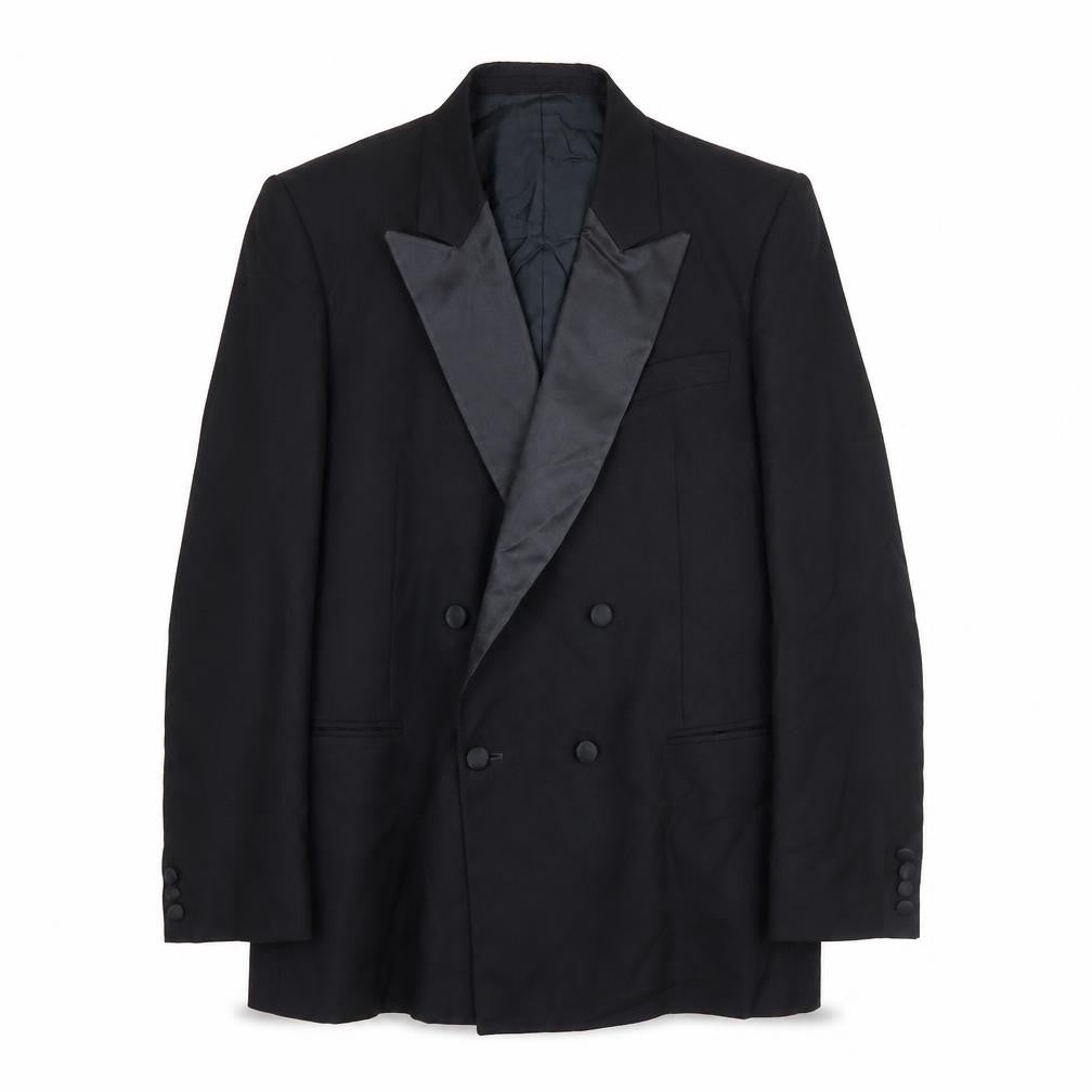 Hector James Mens Black Polyester Tuxedo Suit Jacket Size 42 Regular - Satin Lapel