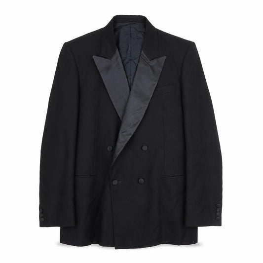 Hector James Mens Black Polyester Tuxedo Suit Jacket Size 42 Regular - Satin Lapel