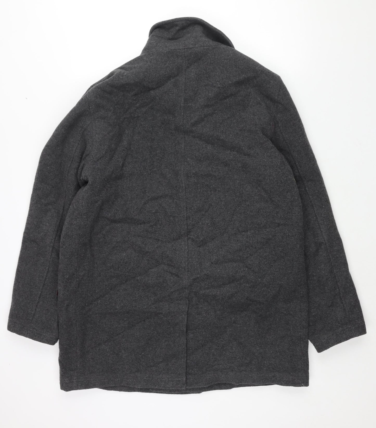 Cotton Traders Mens Grey Pea Coat Coat Size L Button