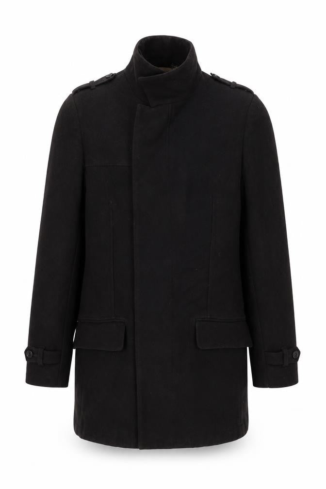 Linea Mens Brown Pea Coat Coat Size M Button