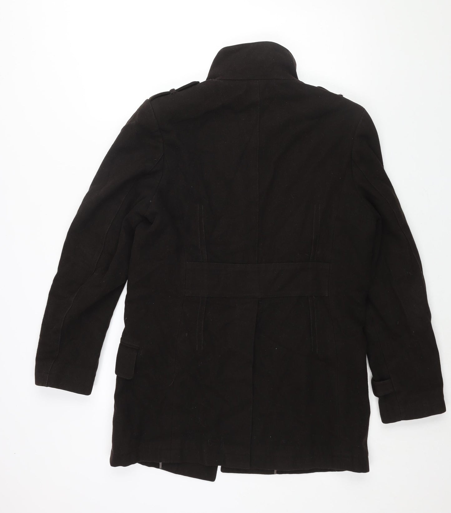 Linea Mens Brown Pea Coat Coat Size M Button