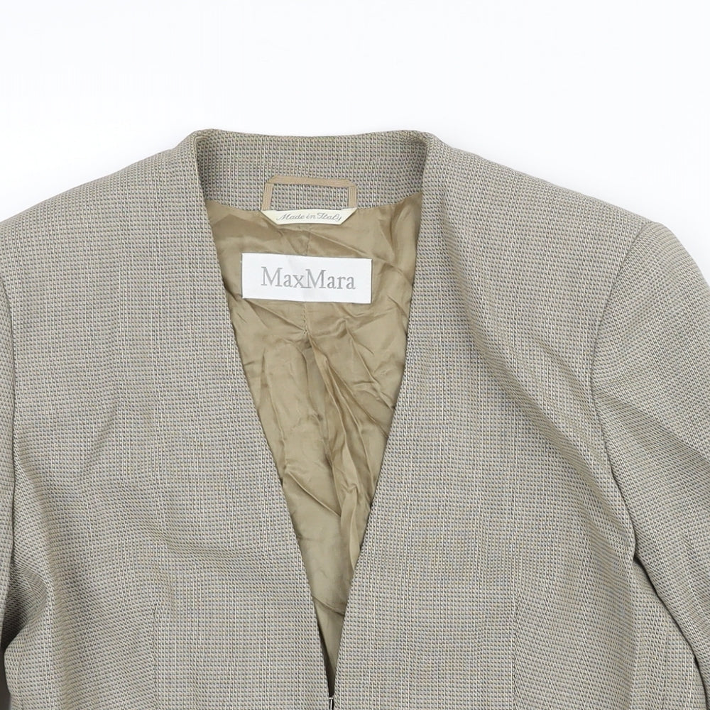 Max Mara Womens Beige Jacket Size 8 Hook & Eye - Vented Cuffs