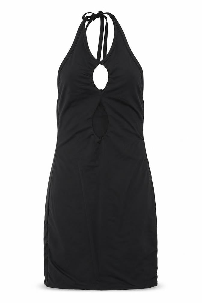PRETTYLITTLETHING Womens Black Polyester Bodycon Size 6 Halter Tie - Cut Out
