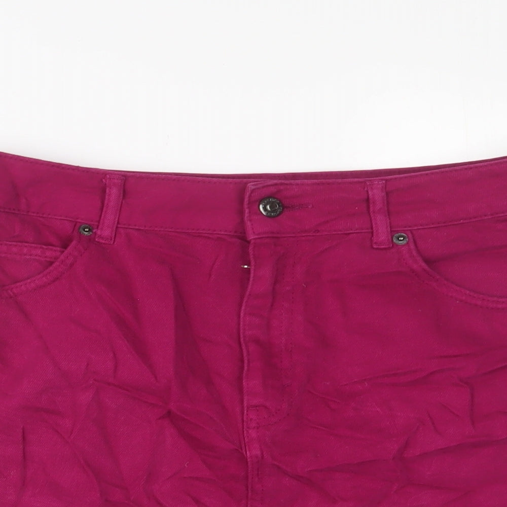 Topshop Womens Purple Cotton A-Line Skirt Size 10 Zip