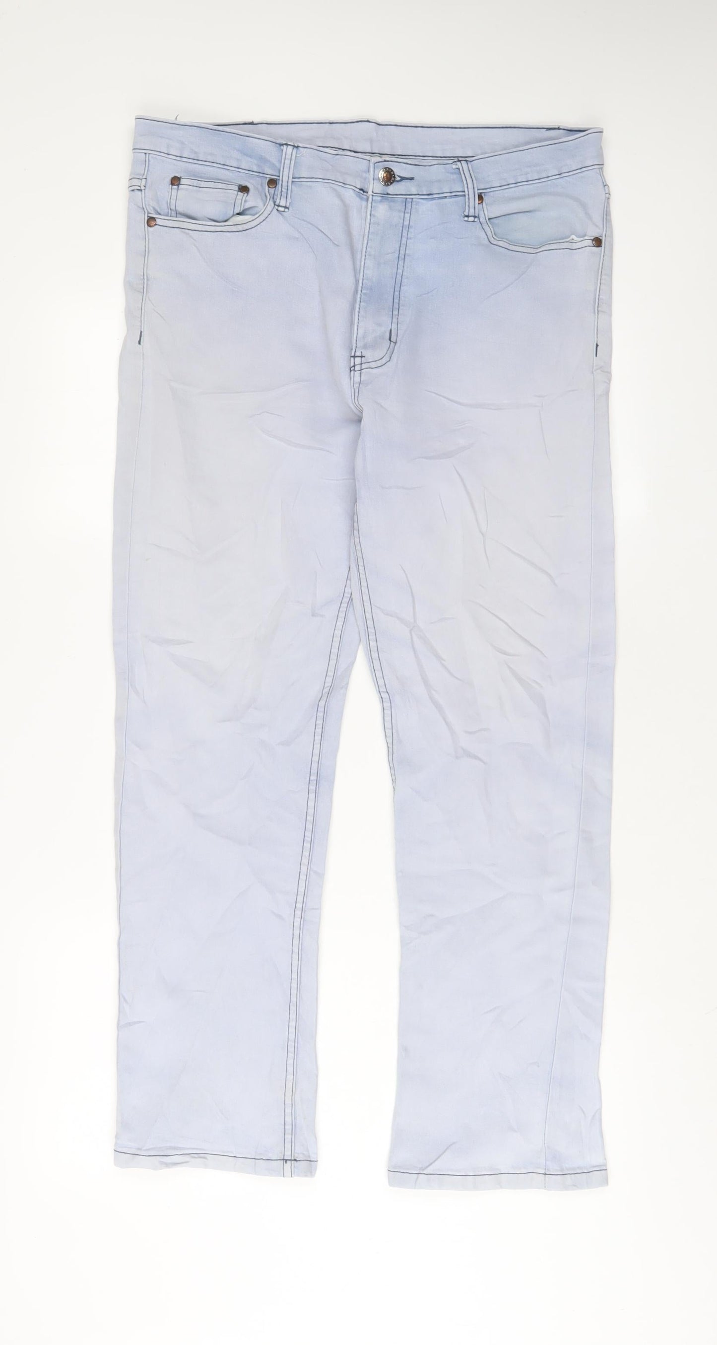 Cotton Traders Mens Blue Cotton Straight Jeans Size 34 in L29 in Regular Zip