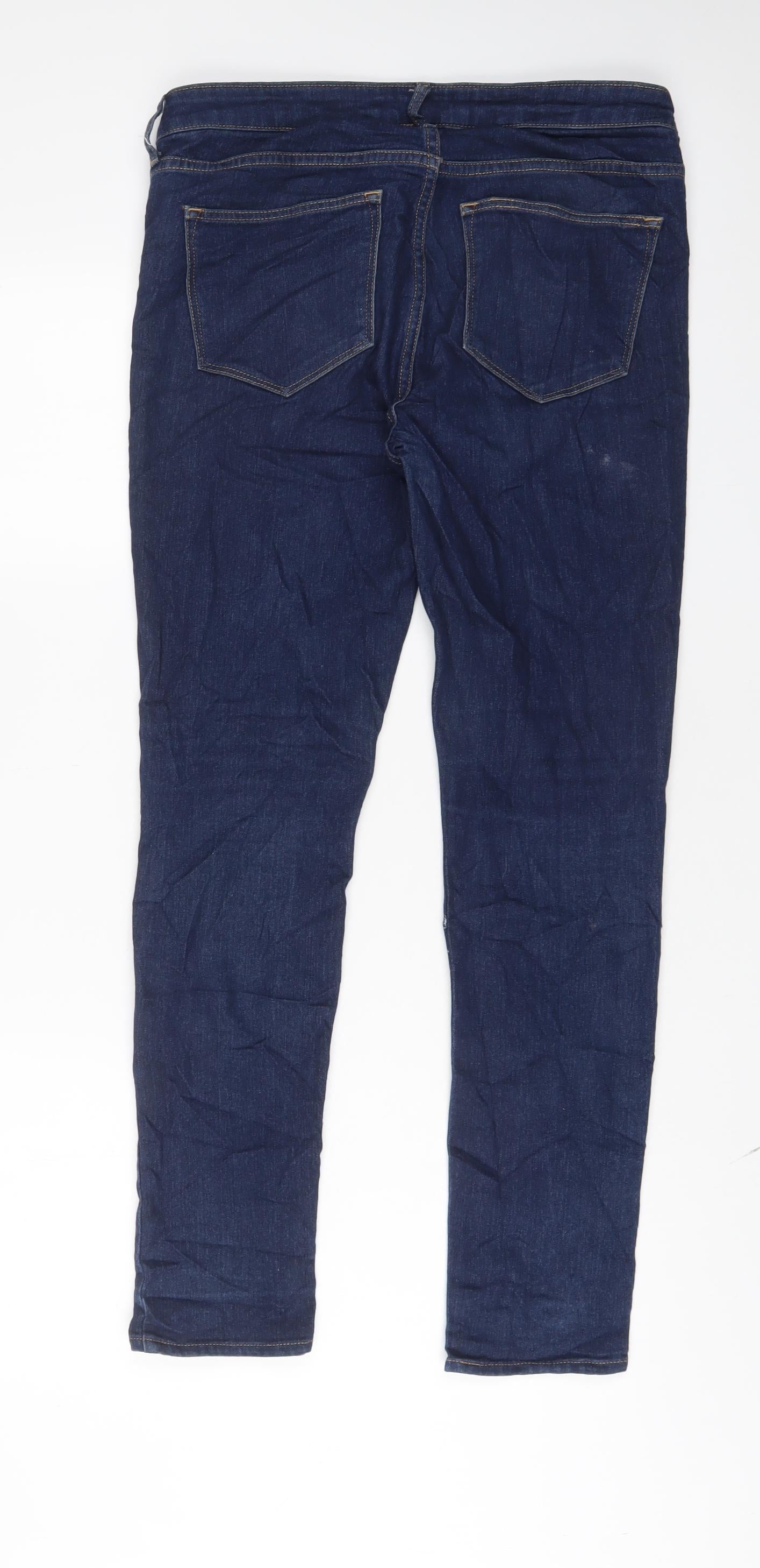 H&M Womens Blue Cotton Skinny Jeans Size 28 L29 in Regular Zip