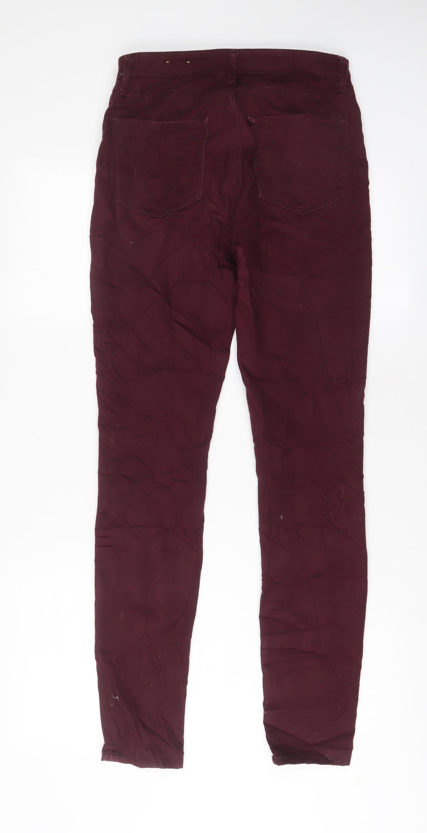 H&M Womens Red Cotton Skinny Jeans Size 10 L31 in Regular Zip