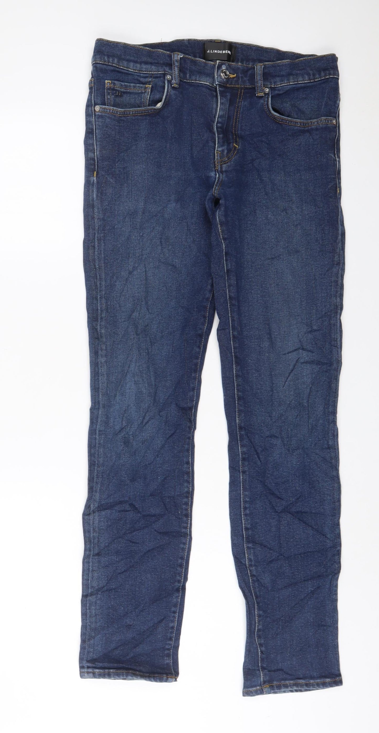 J.Lindeberg Mens Blue Cotton Straight Jeans Size 31 in L32 in Regular Zip