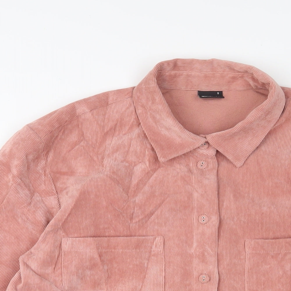 Gina Tricot Womens Pink Polyester Basic Button-Up Size S Collared
