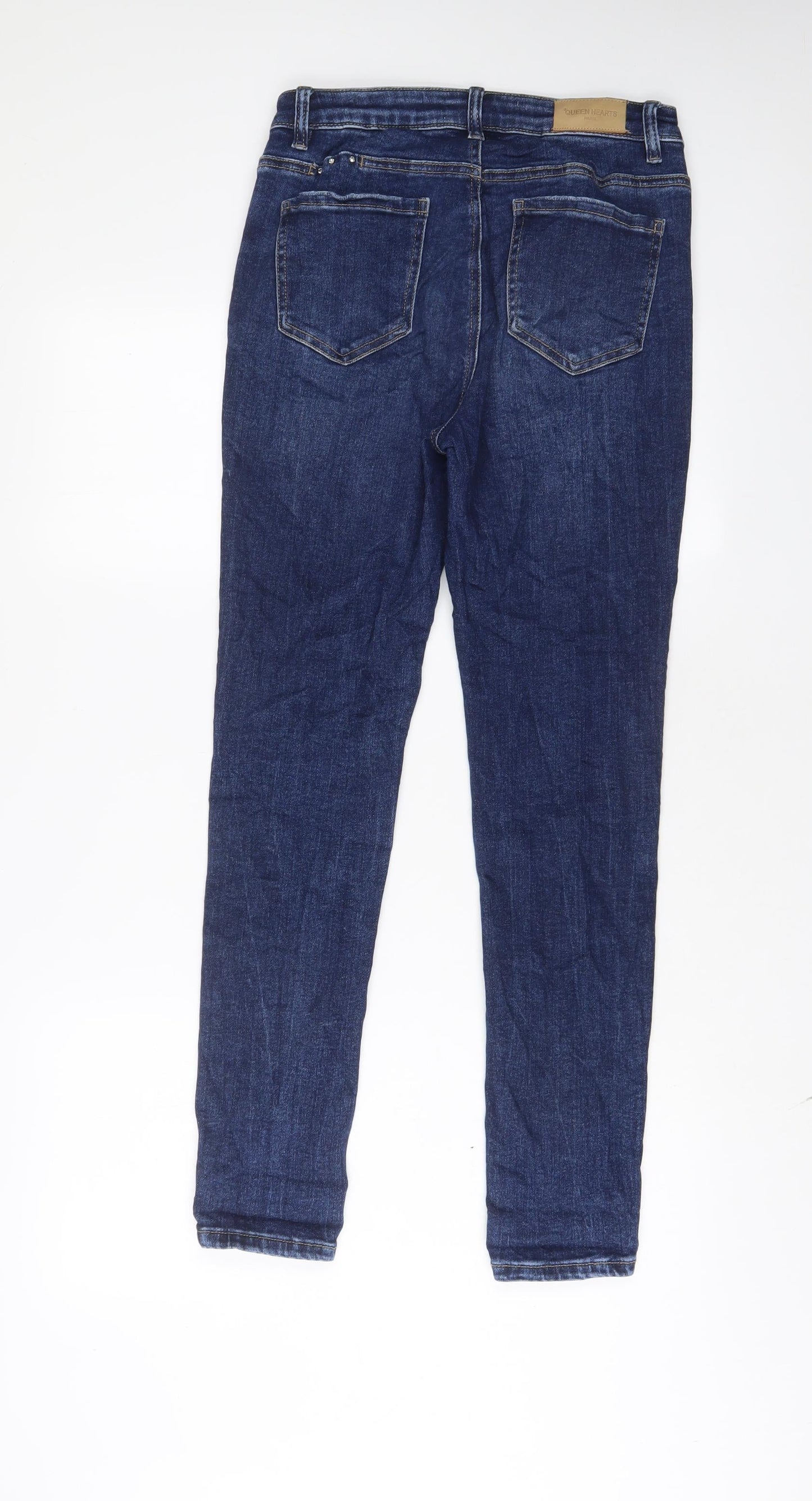 Queen Hearts Womens Blue Cotton Skinny Jeans Size M L29 in Regular Zip