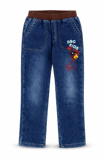 ABC Girls Blue Cotton Straight Jeans Size 7 Years Regular Drawstring