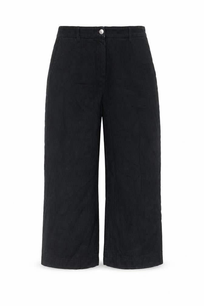 John Lewis Womens Black Cotton Wide-Leg Jeans Size 8 L23 in Regular Zip