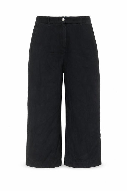 John Lewis Womens Black Cotton Wide-Leg Jeans Size 8 L23 in Regular Zip