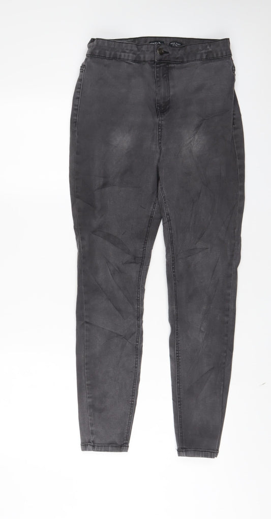 TU Womens Grey Cotton Skinny Jeans Size 14 L27 in Regular Zip