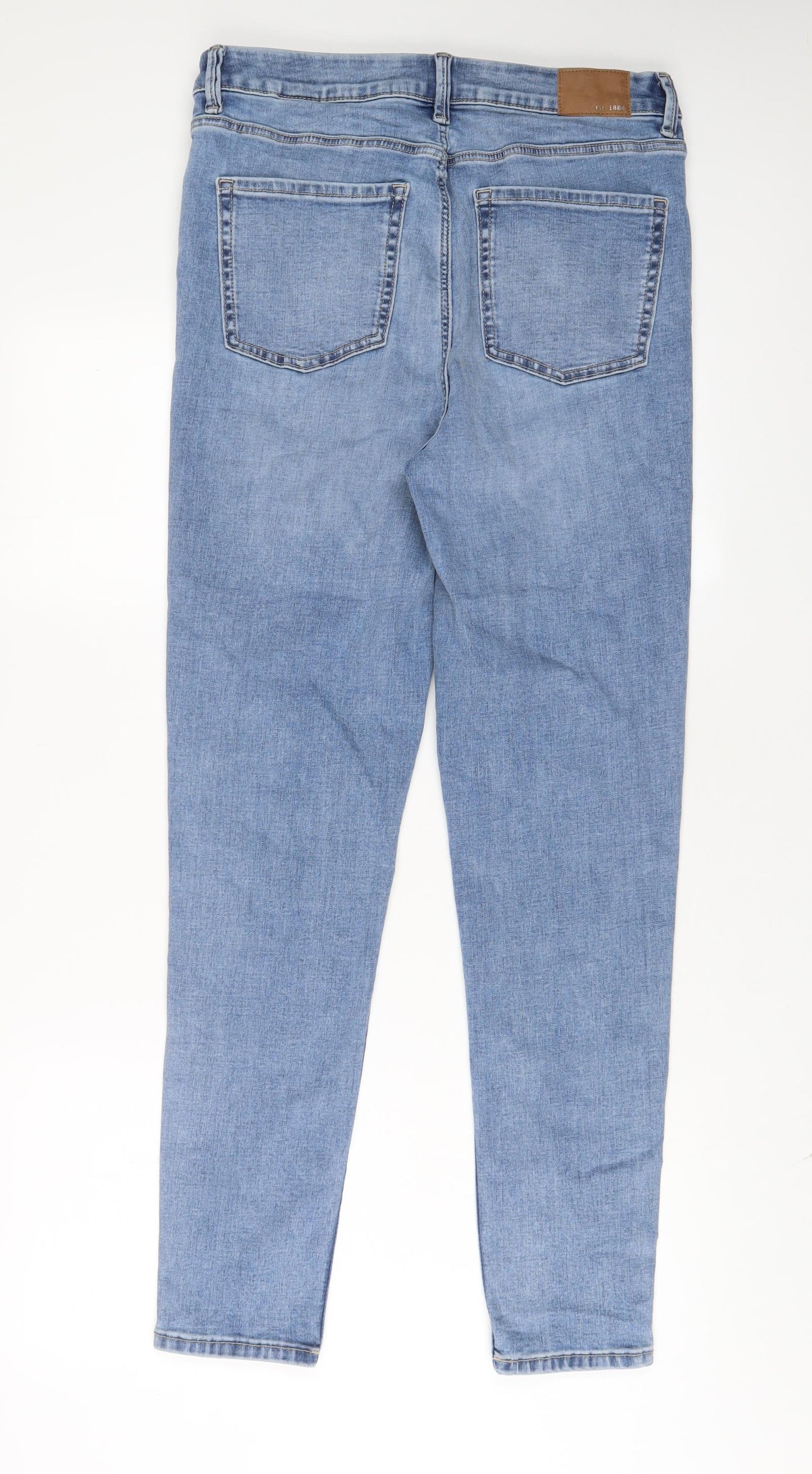 Marks and Spencer Womens Blue Cotton Skinny Jeans Size 12 L31 in Regular Zip