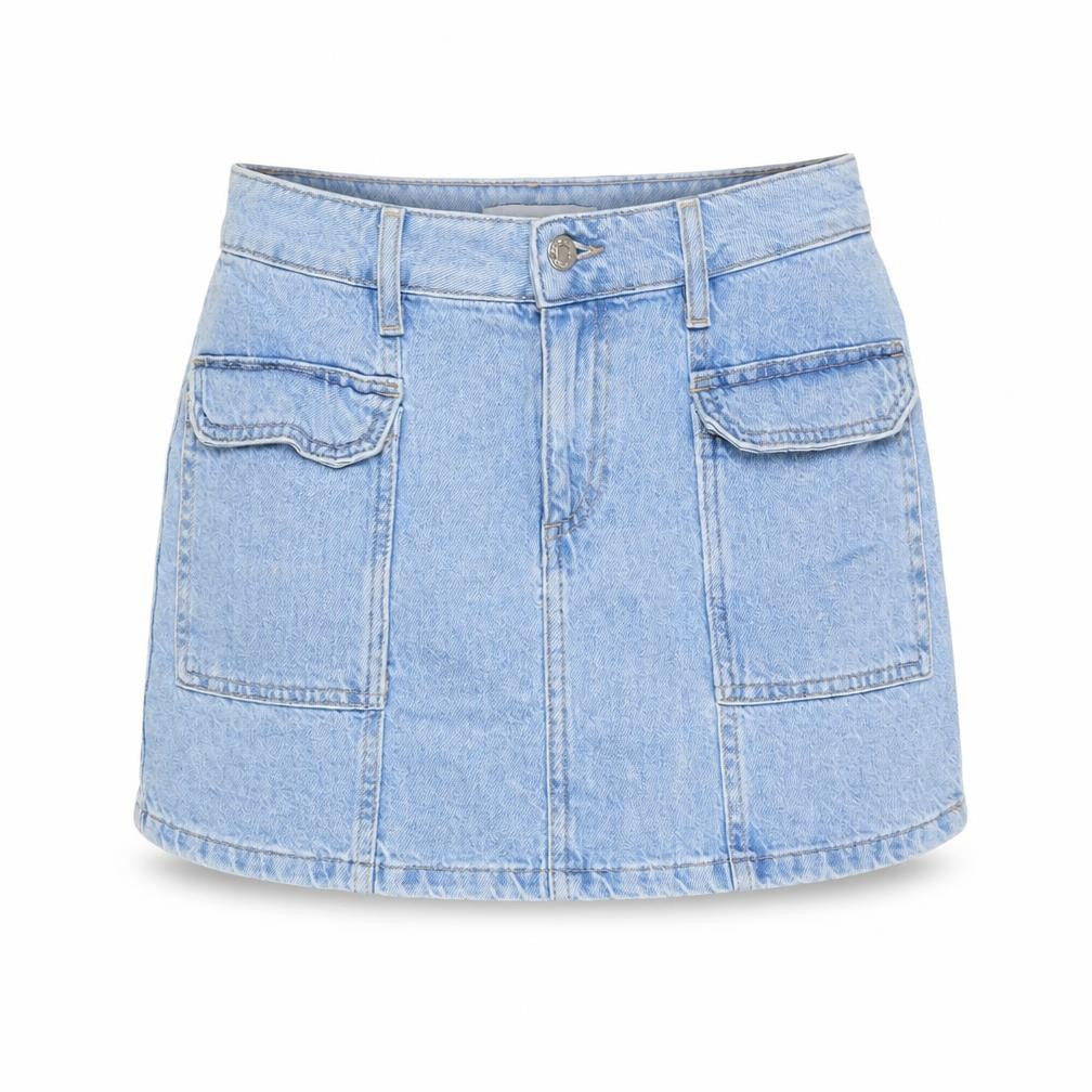 Denim & Co. Womens Blue Cotton A-Line Skirt Size 8 Zip