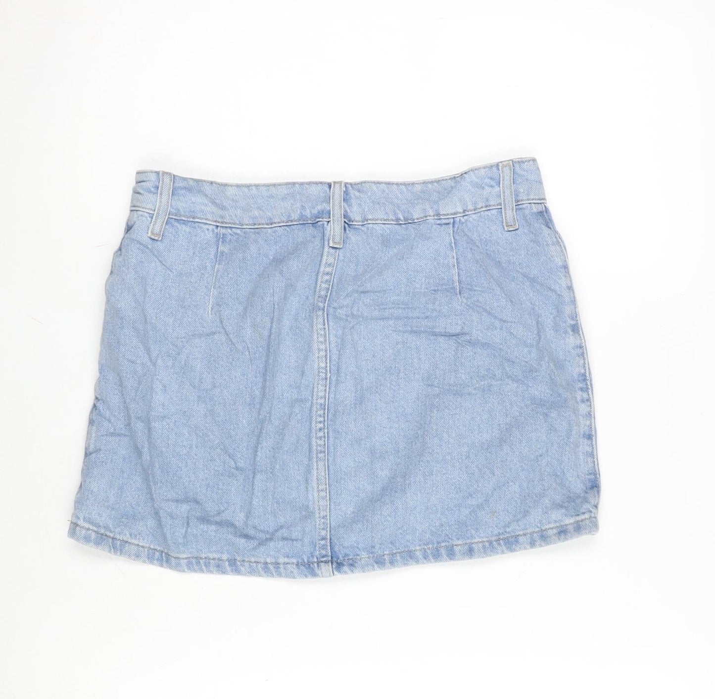 Denim & Co. Womens Blue Cotton A-Line Skirt Size 8 Zip