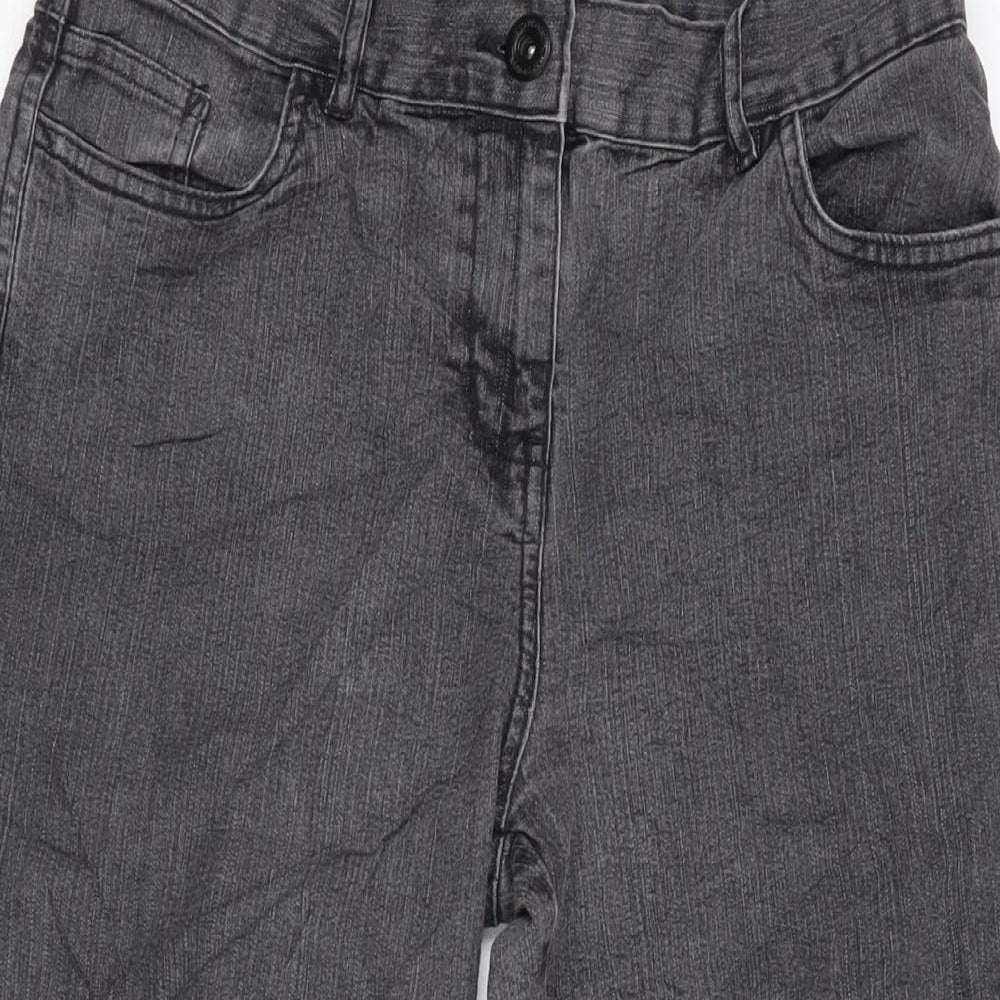 Marks and Spencer Womens Grey Cotton Blend Cropped Jeans Size 10 L20.5 in Regular Zip