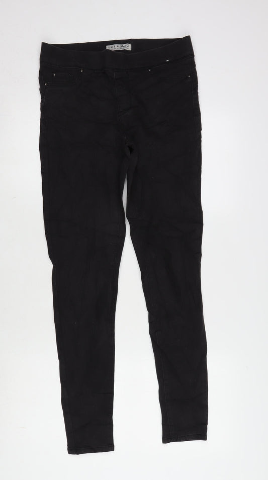 Denim & Co. Womens Black Cotton Blend Jegging Jeans Size 12 L29 in Regular