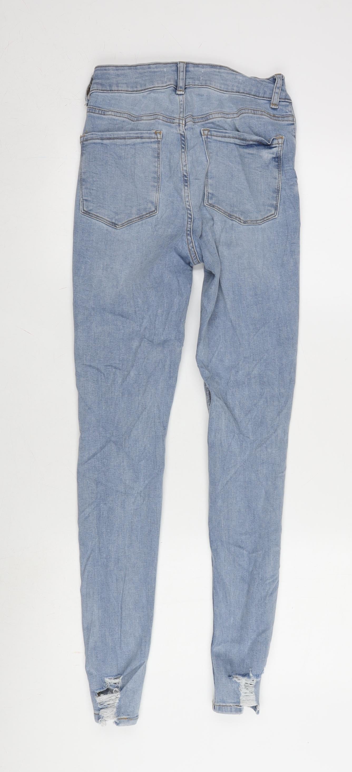 Denim & Co. Womens Blue Cotton Blend Tapered Jeans Size 8 L29 in Regular Zip