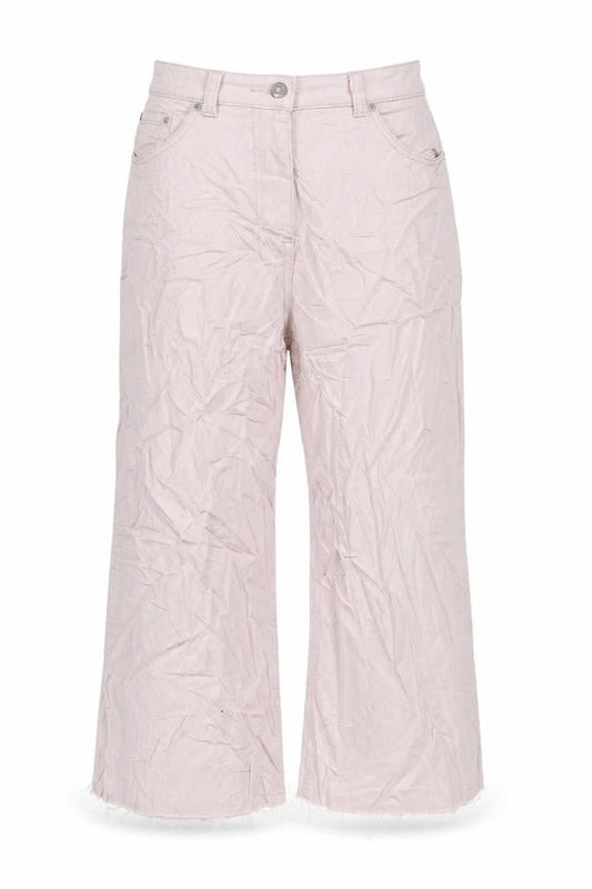 NEXT Womens Pink Cotton Blend Wide-Leg Jeans Size 8 L22 in Regular Zip