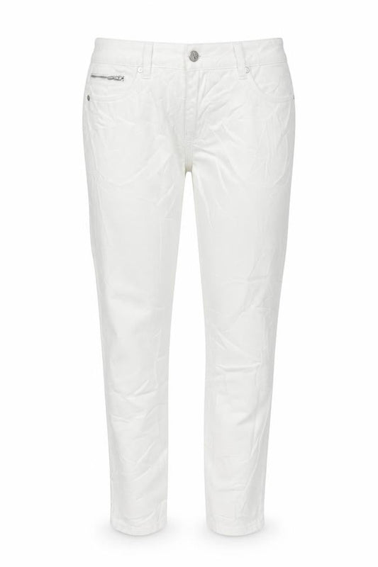 NEXT Womens White Polyester Blend Tapered Jeans Size 12 L28 in Regular Zip