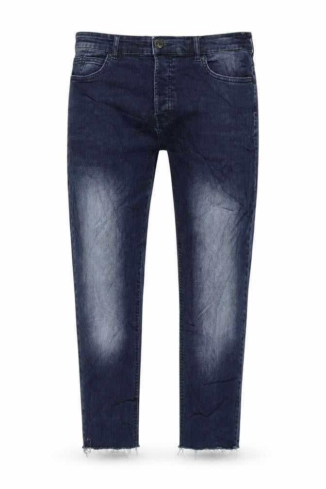 Denim & Co. Mens Blue Cotton Blend Tapered Jeans Size 36 in L32 in Slim Zip - Raw Hem