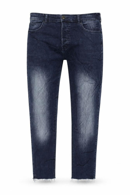 Denim & Co. Mens Blue Cotton Blend Tapered Jeans Size 36 in L32 in Slim Zip - Raw Hem