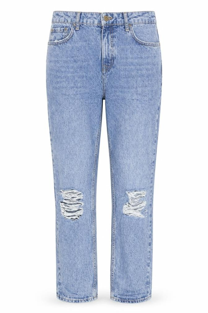 Next Womens Blue Cotton Blend Straight Jeans Size 12 L26 in Regular Zip
