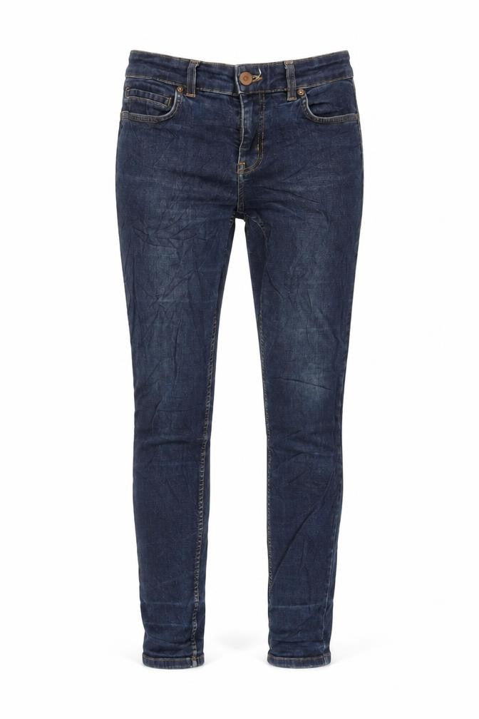 Oasis Womens Blue Cotton Blend Tapered Jeans Size 12 L28.5 in Slim Zip