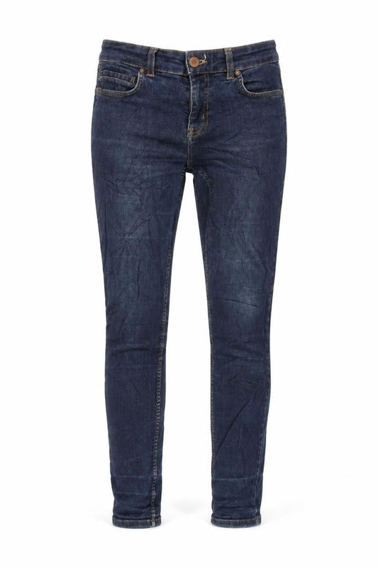 Oasis Womens Blue Cotton Blend Tapered Jeans Size 12 L28.5 in Slim Zip