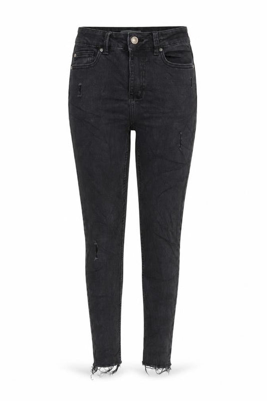 Denim & Co. Womens Grey Cotton Blend Tapered Jeans Size 8 L26 in Regular Zip