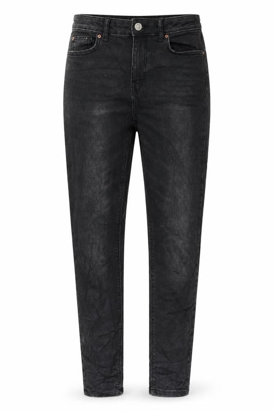 Denim & Co. Womens Grey Cotton Blend Tapered Jeans Size 8 L28 in Regular Zip