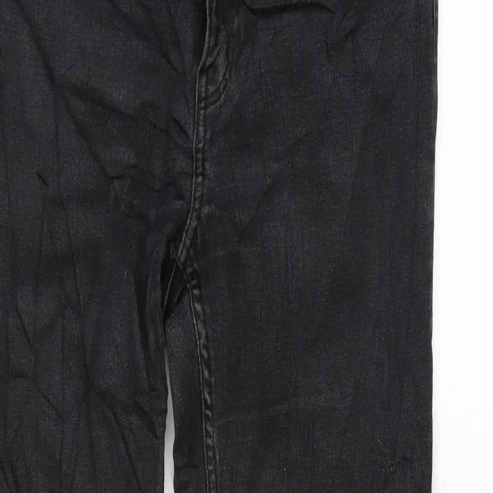 H&M Womens Grey Cotton Blend Tapered Jeans Size 10 L29 in Regular Zip