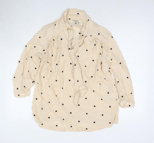 NEXT Womens Beige Viscose Basic Blouse Size 8 V-Neck