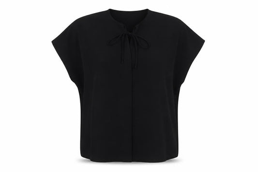 Marks and Spencer Womens Black Polyester Basic T-Shirt Size 14 V-Neck