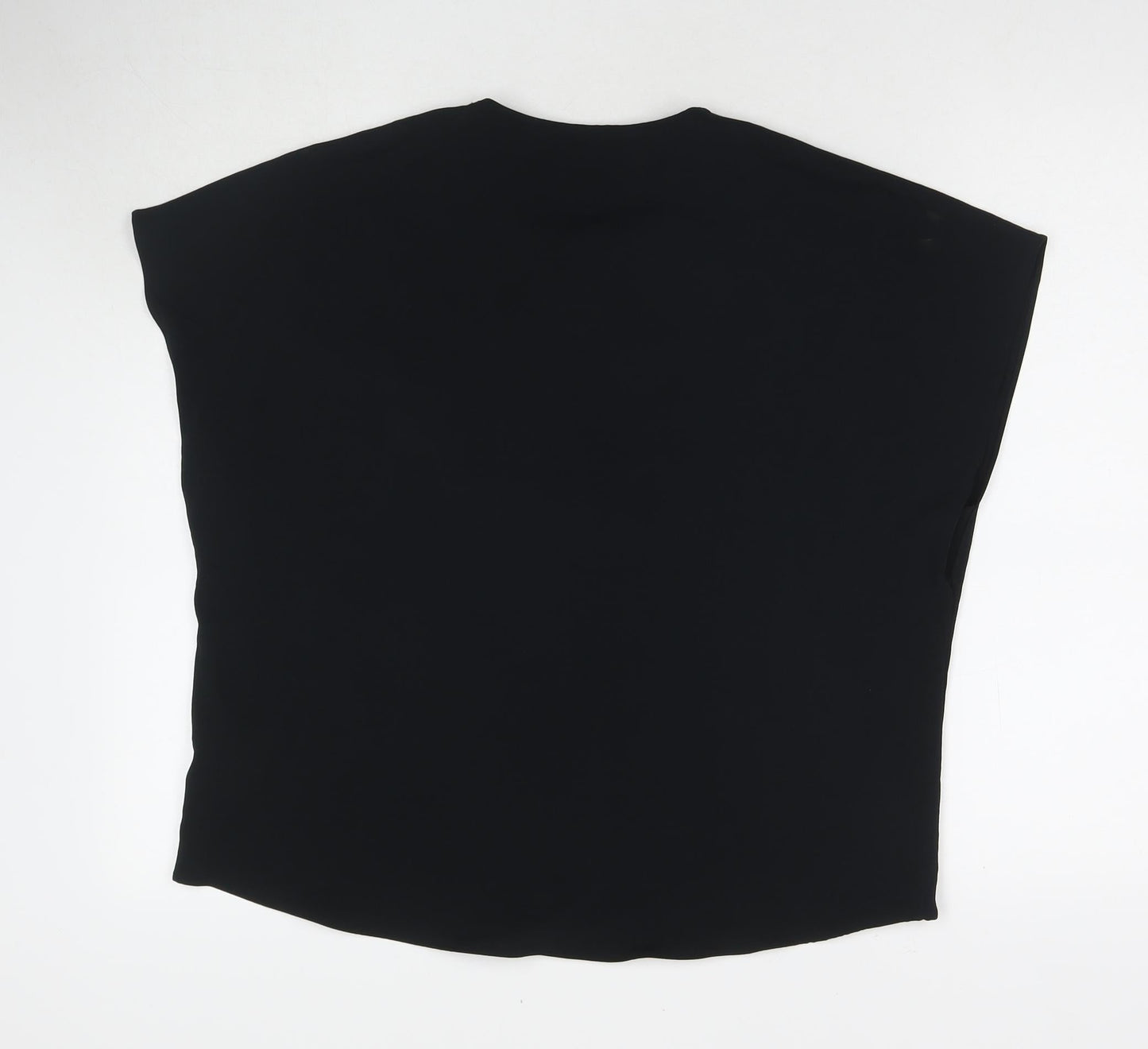 Marks and Spencer Womens Black Polyester Basic T-Shirt Size 14 V-Neck