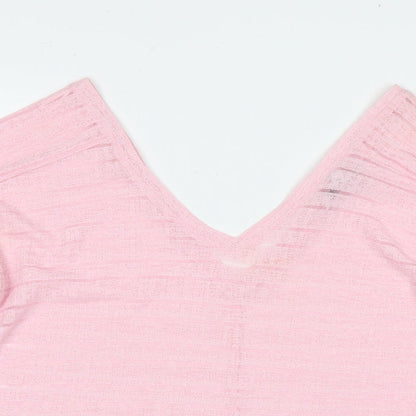 Next Womens Pink V-Neck Polyester Pullover Jumper Size 8